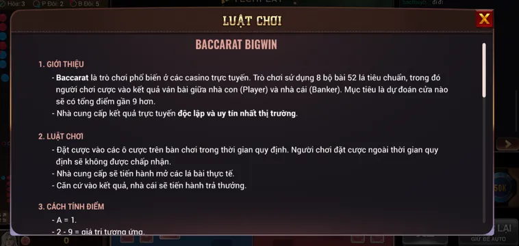 Baccarat BigWin Tại BomWin Sân Chơi Đẳng Cấp Thách Thức Mọi Cao Thủ Săn Thưởng