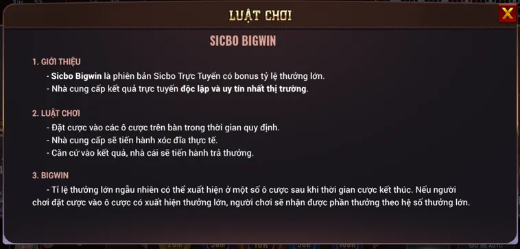 Tham Gia Sicbo BigWin Tại BomWin Nhận Thưởng Cực Khủng Mỗi Ván Cược