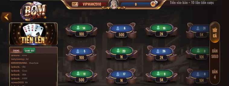 Tiến Lên Tại BomWin Thách Thức Bản Lĩnh Cao Thủ Săn Thưởng Jackpot Khủng